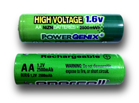 Two similar looking AA batteries